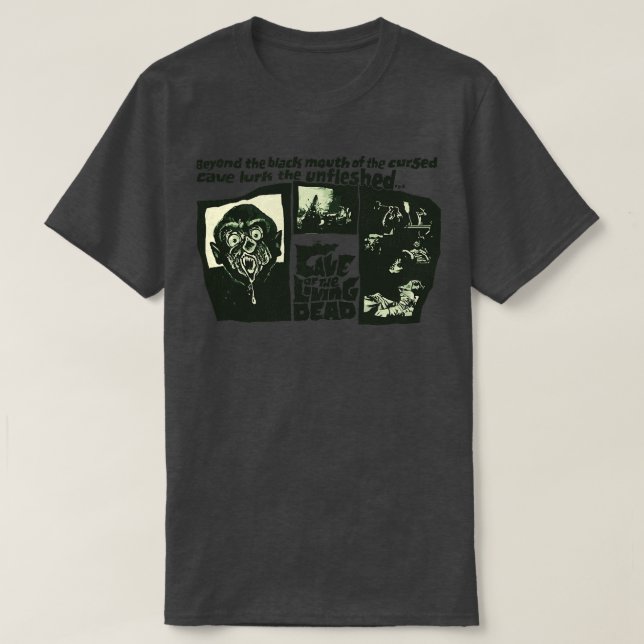 Camiseta Cueva del horror del culto de los años 60 (Diseño del anverso)