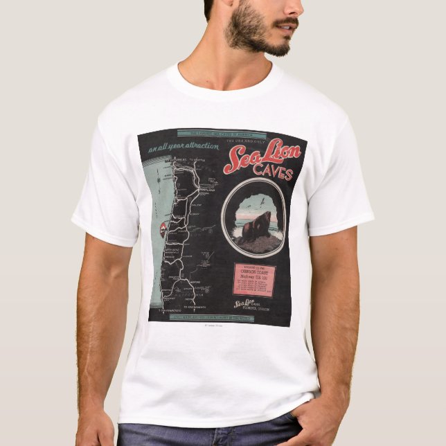 Camiseta Cuevas del león marino, Florencia, Oregon (Anverso)