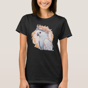 Camiseta Cuidada acuarela Cockatoo Parrot Ave Flor Crown
