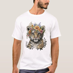 Camiseta Cuidada acuarela Floral Baby Tiger