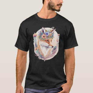 Camiseta Cuidada acuarela Fox flor Crown Boho Estético