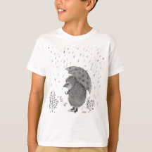 Cuidada acuarela Hedgehog Rainy Day Whimsical