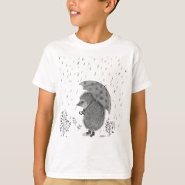 Camiseta Cuidada acuarela Hedgehog Rainy Day Whimsical