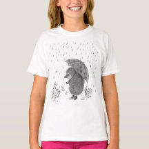 Cuidada acuarela Hedgehog Rainy Day Whimsical Chic