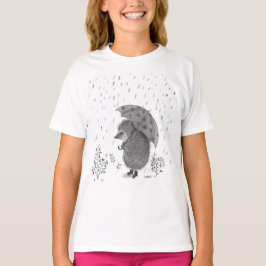 Camiseta Cuidada acuarela Hedgehog Rainy Day Whimsical Chic