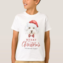 Camiseta Cuidada acuarela maltesa Santa Merry Navidad