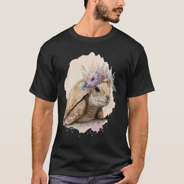 Camiseta Cuidada acuarela Tortoise Flor Anima de la Corona (Anverso)