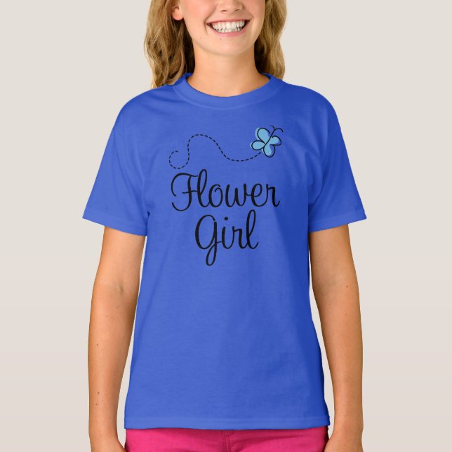Camiseta Cuidada Blue Butterfly Flower Girl Tee (Anverso)