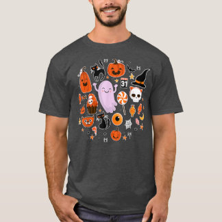 Camiseta Cuidada calabaza de fantasma Gorra de bruja de gat