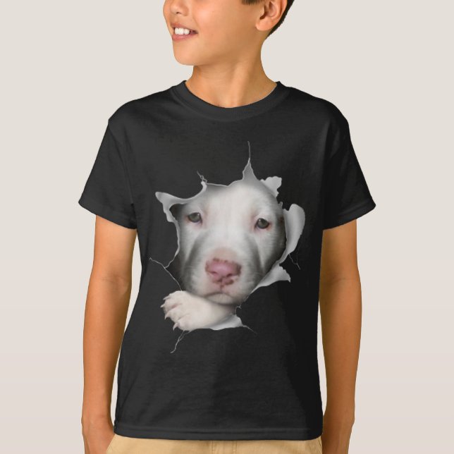 Camiseta Cuidada cara de Pitbull Blanco dentro de mí (Anverso)