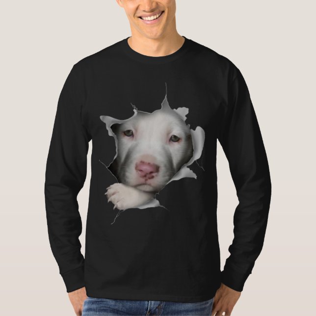 Camiseta Cuidada cara de Pitbull Blanco dentro de mí (Anverso)