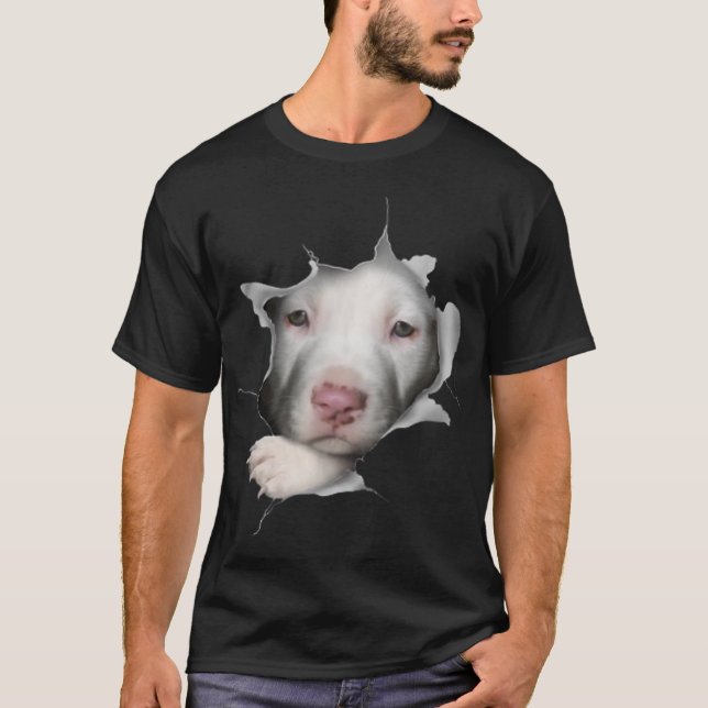 Camiseta Cuidada cara de Pitbull Blanco dentro de mí (Anverso)