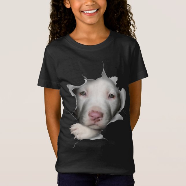 Camiseta Cuidada cara de Pitbull Blanco dentro de mí (Anverso)