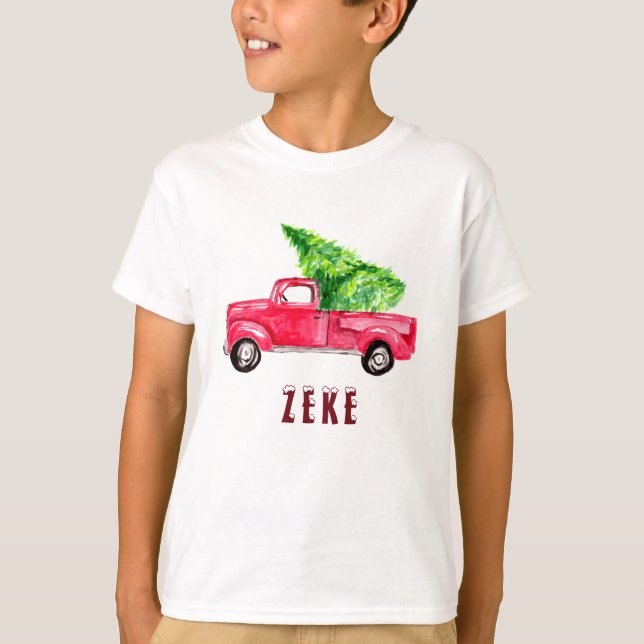 Camiseta Cuidada de árbol de navidad del camión de recolecc (Anverso)