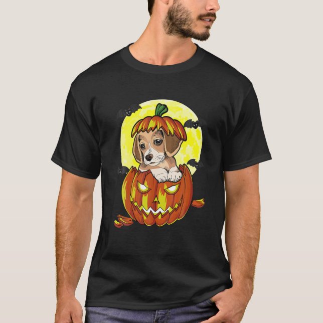 Camiseta Cuidada disfraz de Halloween Beagle Lover Pumpkin  (Anverso)