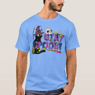 Camiseta Cuidada estancia Spooky Gato Bruja Halloween Niños