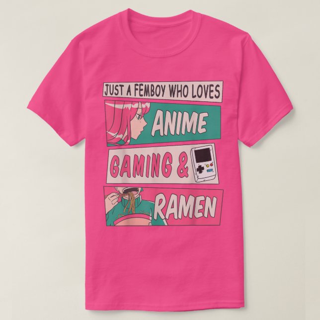 Camiseta Cuidada Femboy Anime Gaming & Ramen Design Sissy M (Diseño del anverso)