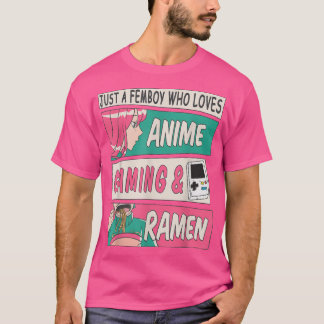 Camiseta Cuidada Femboy Anime Gaming & Ramen Design Sissy M