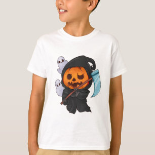 Camiseta Cuidada Funny Calabaza Cabeza Grim Reaper