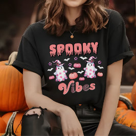 Camiseta Cuidada Halloween Retro Tocante Vibes Fantasmas Ro