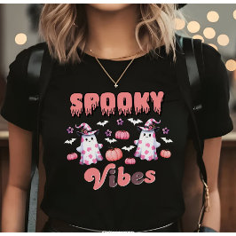 Camiseta Cuidada Halloween Retro Tocante Vibes Fantasmas Ro