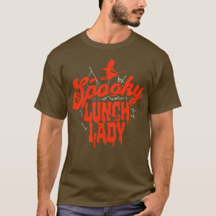 Camiseta Cuidada Halloween Spooky Lunch Lady Naranja y negr