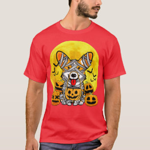 Camiseta Cuidada Halloween Welsh Corgi Mummy Calabaza disfr