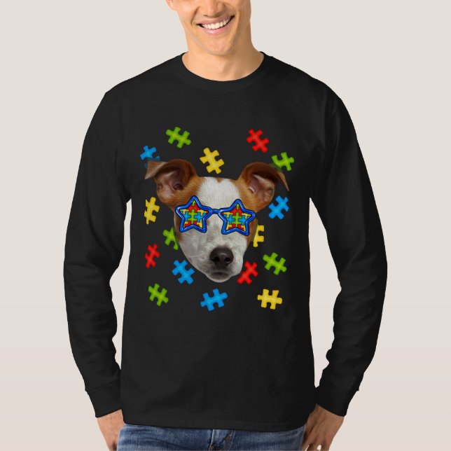 Camiseta Cuidada Jack Russell Terrier Autism Puzzle Sungafa (Anverso)