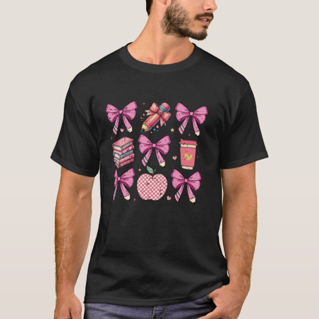 Camiseta Cuidada Maestra Manzanas Coquetas Lápiz Bow Back S (Anverso)