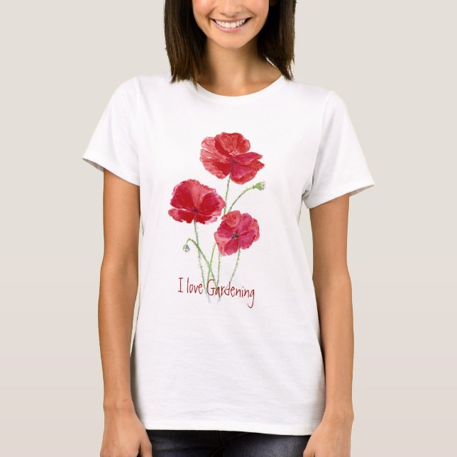 Camiseta Cuidada, me encanta el jardinería, los lapiceros r (Anverso)
