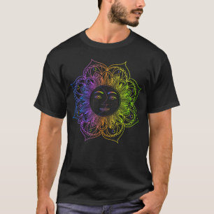 Camiseta Cuidada meditación Tees Namaste Sun and Moon Yoga