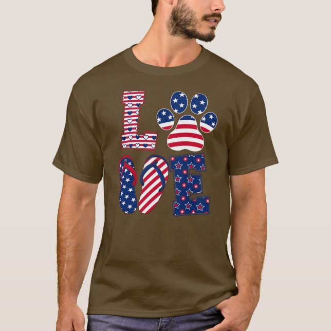 Camiseta Cuidada Paw De Perro Con Flip Flops Bandera Estado (Anverso)