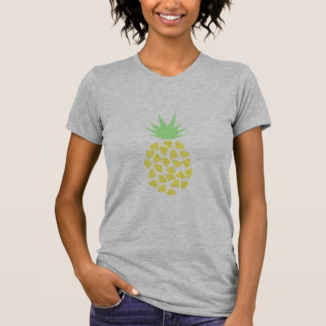 Camiseta Cuidada piña tropical amarilla y verde limón  (Anverso)