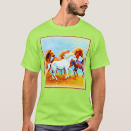 Camiseta Cuidada Pintura De Caballos Corriendo. ¡Hazte con