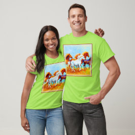 Camiseta Cuidada Pintura De Caballos Corriendo. ¡Hazte con 