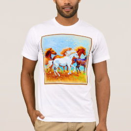 Camiseta Cuidada Pintura De Caballos Corriendo. ¡Hazte con