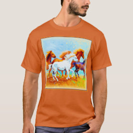 Camiseta Cuidada Pintura De Caballos Corriendo. ¡Hazte con