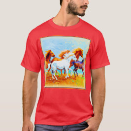Camiseta Cuidada Pintura De Caballos Corriendo. ¡Hazte con