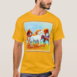 Camiseta Cuidada Pintura De Caballos Corriendo. ¡Hazte con