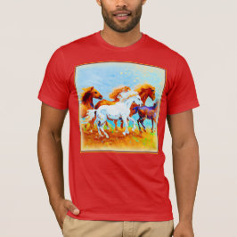 Camiseta Cuidada Pintura De Caballos Corriendo. ¡Hazte con