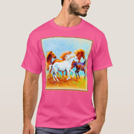Camiseta Cuidada Pintura De Caballos Corriendo. ¡Hazte con