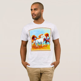 Camiseta Cuidada Pintura De Caballos Corriendo. ¡Hazte con 