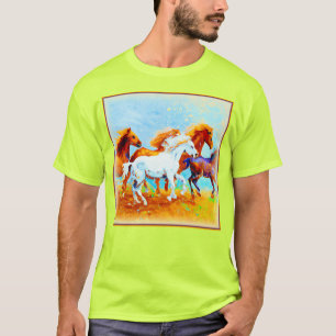 Camiseta Cuidada Pintura De Caballos Corriendo. ¡Hazte con 