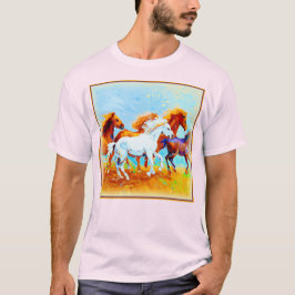 Camiseta Cuidada Pintura De Caballos Corriendo. ¡Hazte con