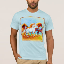 Camiseta Cuidada Pintura De Caballos Corriendo. ¡Hazte con