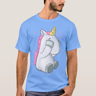 Camiseta Cuidada Sitting Unicorn Ojos cerrados ocultando a