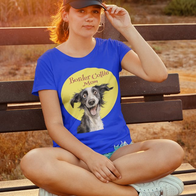 Camiseta Cuidada y caprichosa frontera de perro Collie Mom (Subido por el creador)