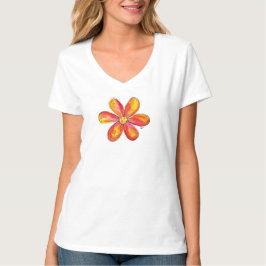 Camiseta Cuidada y caprichosa Naranja Flower Doodle