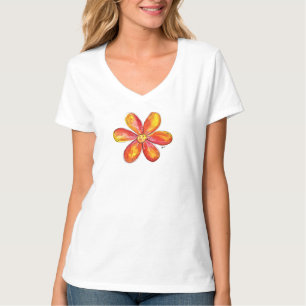 Camiseta Cuidada y caprichosa Naranja Flower Doodle