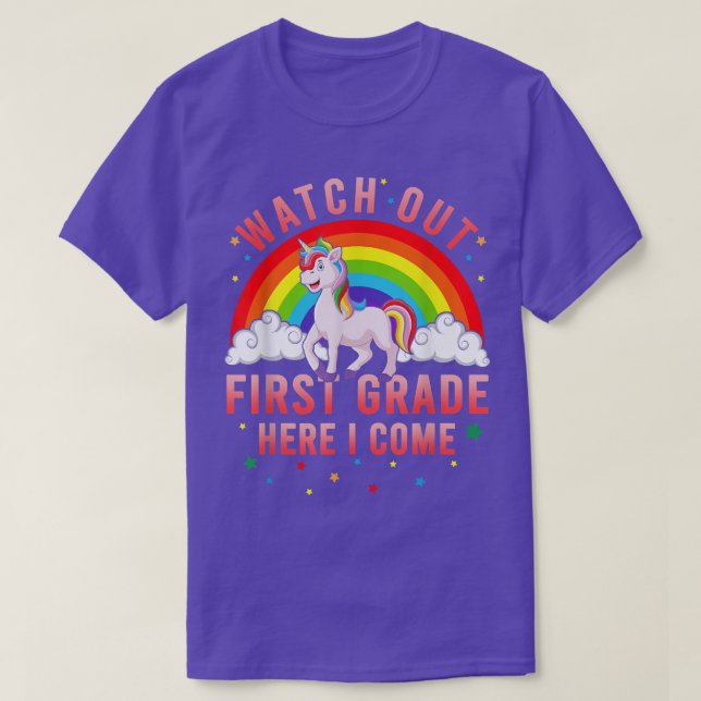 Camiseta Cuidado 1º Grado Aquí Volví Funny Unicorn (Diseño del anverso)